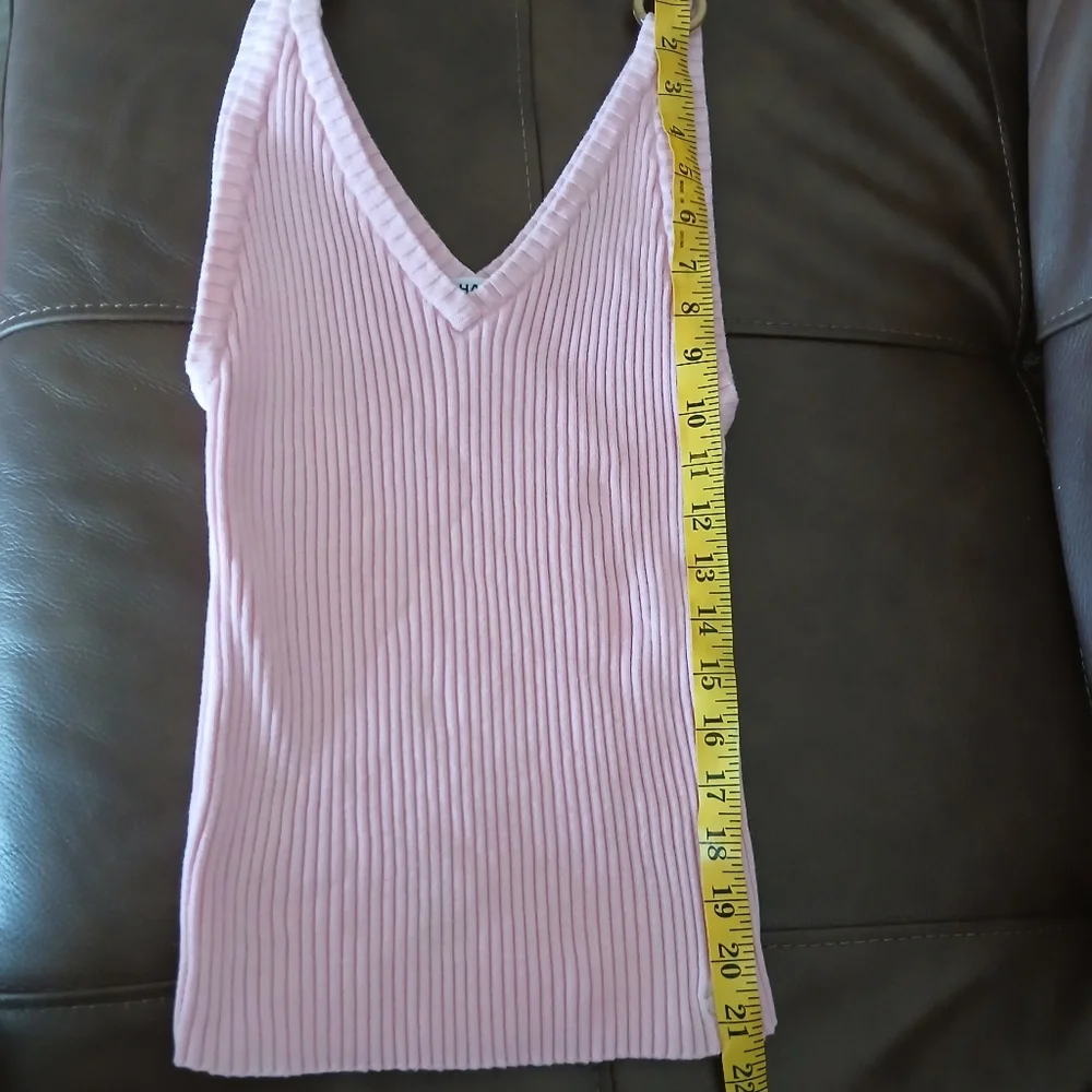 Chanel‎ Pink Rib-Knit Tank Top